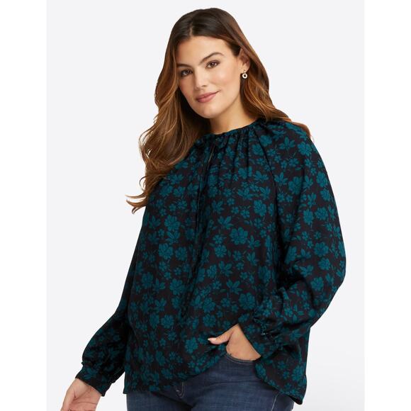 Tie Neck Blouse Floral Popover Draper James size medium - Picture 1 of 8